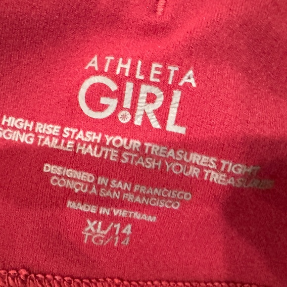 Athleta Girl Leggings XL 14 Youth Set of 2 Green Maroon/Red - Picture 6 of 6